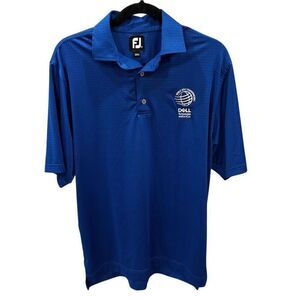 FJ Men's Blue Polo Shirt Size S Embroidered Golf Dell Match Play WGC